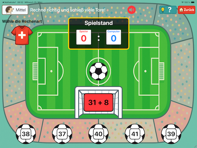 MatheKiste Spiele – Rechenfußball